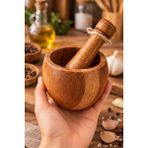 Mis Kitchen Doğal Akasya Havan Tokmak Seti 11 cm – Baharat Sarımsak Ezici Mutfak Havanı - 1 Adet