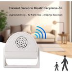 Misafir Karşılama Zili 3 Modlu Kumandalı Hareket Sensörlü Güvenlik Alarm Pır Sensör - Beyaz