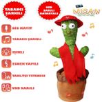 Misan Konuşan Dans Eden Müzikli Işıklı Peluş Kaktüs Oyuncak - Krem - Haki