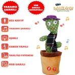 Misan Konuşan Dans Eden Müzikli Işıklı Peluş Kaktüs Oyuncak - Mor
