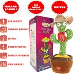 Misan Konuşan Dans Eden Müzikli Işıklı Peluş Kaktüs Oyuncak - Yeşil