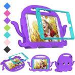 Miscase Ipad 5-9 Ahtapot Tutmalı Yumuşak Standlı Silikon Çocuk Tablet Kılıfı - Mor