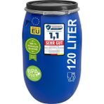 Misda Store 120 Litre Geniş Ağızlı Varil, Kapaklı ve Germe Halkalı, Plastik Varil, Evrensel Fıçı, Kapaklı Varil, Gıda Maddelerine Uygun, Su Varili, Yağmur Varili, Depo Varili, Sağlam Tutma Yeri, Mavi