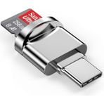 Misda Store 16 Micro Sd Kart Okuyucu Adaptörü,usb Tip C - Micro Sd/tf Kart Okuyucu Görüntüleyici Mikro Sd Kart Adaptörü iPhone 15/15 Plus/15 Pro/15 Pro Max ile Uyumlu, Ipad,samsung (Gri)