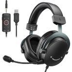 Misda Store 3,5 mm Ses Jaklı Oyun USB Kulaklığı, 7.1 Surround Ses, Çıkarılabilir Mikrofon, Ses Kontrolü, Kablolu Kulaklıklar Siyah Ps5/ps4/anahtar/xbox Denetleyici H9 Için