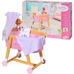 Misda Store Born 829981 Good Night Beşiği 43 cm Bebekler Için Küçük Eller Için Kolay, Yaratıcı Oyun Empati ve Sosyal Becerileri Destekler, 3 Yıl ve Üstü Yatak Takımları, Mobil ve Kanopi Dahil