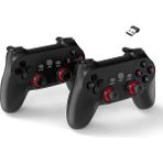 Misda Store Çift Josystick 2.4g Kablosuz Oyun Kolu Pc Uyumlu Pilli Joystick Wireless Gamepad USB Dongle Bağlantı Kaymaz Tasarım 0019 Siyah (0019 - Çiftli Siyah)