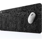 Misda Store Classic - Gaming Oyuncu Gamer Mouse Pad, Kaymaz Taban Büyük Boy Large Ofis Tipi Mouse Ped, Fare Altlığı, Düz Masa Koruyucu Klavye Altı Mousepad 70X30 cm (Topografi Siyah) - Altın