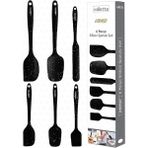 Misda Store Drongo Isıya Dayanıklı Yanmaz Yapışmaz Silikon Spatula Seti 6 Parça Siyah Noktalı