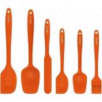 Misda Store Drongo Isıya Dayanıklı Yanmaz Yapışmaz Silikon Spatula Seti 6 Parça Turuncu
