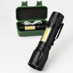Misda Store El Feneri, LED USB Şarjlı Ultra Güçlü Mini Boy Metal Kasa, 3 Modlu Işık Modülü, Klipsli Kutulu, Şarj Kablosu Dahil, Taşınabilir Küçük Fener