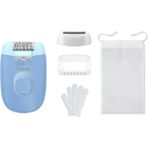Misda Store Epilasyon Cihazı, Taşınabilir Kompakt Tasarım, LED Işıklı Yıkanabilir Başlık, Masaj ve Tıraş Başlığı, Peeling Eldiveni Hediyeli, 4 Haftaya Kadar Pürüzsüzlük, Açık Mavi Renk, BRE247/05