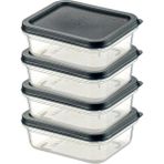 Misda Store Home 4 Adet Buzdolabı Organizeri – Pp Plastik Şeffaf ve Ayarlanabilir Saklama Kabı, Gıdaları Taze Tutan Fresh Box, Çok Amaçlı,mikrodalga ve Bulaşık Makinesi Uyumlu (Gri, 500 Ml)