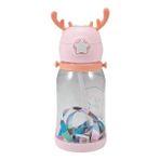 Misda Store Home Geyik Boynuzlu Pipetli Su Matarası, 600 ml Su Şişesi, Çocuklar Için Eğlenceli ve Güvenli Içme Deneyimi, Bpa Içermeyen, Dayanıklı ve Renkli Suluk (Pembe)
