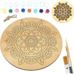 Misda Store Inside Güneş Mandala Ahşap Boyama Tuval Seti Hediye Hobi Kiti 20 cm
