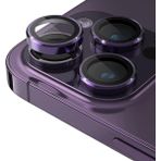 Misda Store iPhone 15 Pro - 15 Pro Max / 14PRO - 14PROMAX Modellerinin Tümüne Uyumlu Alüminyum Alaşım Çerçeveli ve 9h Sertliğinde Temperli Camlı Lens Koruyucu (Mor)