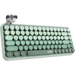 Misda Store Kablosuz Bluetooth Retro Sessiz Klavye – Yuvarlak Tuşlu, Kedi Süs Aksesuarı, 84 Tuşlu, Taşınabilir, Akıllı Uyku Modu, Ergonomik Tasarım, Tablet Telefon Uyumlu, Ajazz AJ308I Yeşil