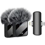 Misda Store Kablosuz Yaka Mikrofonu Çiftli Mikrofon iPhone 15 16 17 ile Uyumlu Type-C/lightning Portlu Telefon Pc Tablet Video Kayıt Röportaj Canlı Yayın Vlog Kablosuz Mikrofon F15-2