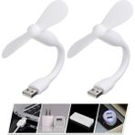 Misda Store Mini USB Vantilatör, Esnek Mini Fan, El Vantilatörü, Pc, Powerbank, USB Cihazları Ile Kullanılabilir, Sessiz Taşınabilir USB Mini Soğutma Fanı Soğutucu, Seyahat Fanı (2 Adet)