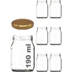 Misda Store ml Metal Gold Kapaklı Konserve Kavanozu 190 cc Şeffaf Bebek Mama Kavanoz 6 Adet