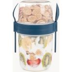 Misda Store ml Take-Go Kaşıklı Hazneli Meyveli Müsli Kabı Piknik Iş Yoğurt Süt Bardağı Kapaklı ve Kaşıklı Kahvaltı Bardakları, Tahıl Tepesi Yulaf Ezmesi Granola (Gece Mavisi)