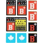 Misda Store Rh+ (Pozitif) Kaskımı Çıkartma Yazılı 7 Parçalı Reflektif Kan Grubu Sticker Seti