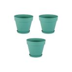 Misda Store Saksı YS02 – 3'lü Set, Yeşil | 1.7 Litre, 160 mm Ağız Çapı | Alt Sulamalı Modern Plastik Saksı