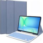 Misda Store Samsung Galaxy Tab S10 Fe+ Plus 13.1 Inç 2025 Model (SM-X620/X626) Ile Uyumlu Bluetooth Türkçe Q Klavyeli Kılıfı (Tablet Değildir) (Levender)