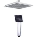 Misda Store Tepe Duş Başlığı ve El Duşu Krom Duş Başlığı Siyah Renk Banyo Seti