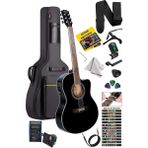 Misda Store XC-300XBK-EQ Profesyonel Siyah Elektro Akustik Gitar 4/4 Yetişkin Üst Segment (Kahve Gigbag Çanta Tuner Capo Askı Jak Kablo Pena)