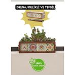 Misda Store Yapımı 4 Meksika Çinili Dekoratif Modern Ahşap Dikdörtgen Bahçe Balkon Saksı Saksılık Çiçeklik