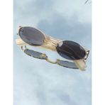 Mise Aksesuar Oval Gold Çerçeve Trend Unisex Krem Renk Güneş Gözlüğü - Bej