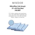 Misedor Mikrofiber 37x40 cm 3'lü Cam ve Temizlik Bezi