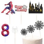 MisFun Örümcek doğum günü mumları 8 rakamlar, doğum günü mumları, 3D doğum günü mumları, siyah kırmızı örümcek, pasta için doğum günü mumları, örümcek temalı parti mumları, erkek ve kız çocukları için