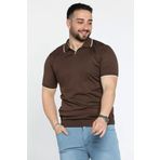 MİSHAR İTALİA Kahve Erkek Yaka Çizgi Detaylı Polo Yaka Triko Tişört