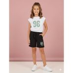 Mışıl Kids 96 Girls Team Yazılı Kız Çocuk Şort Takım - 12 - 13 Yaş - Beyaz - Siyah