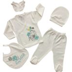 Misimosi Baby Misimosi Kuş Desen 5 Parça Hastane Çıkışı Seti Yeşil - Yenidoğan