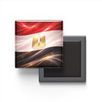 Mısır - Abstract Efektli Bayrak - Baskılı Kare Buzdolap Magneti