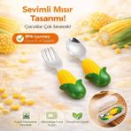 Mısır Figürlü Premium Çocuk Bpa Free Silikon Sap Paslanmaz Çelik Uçlu Çatal-Kaşık Set 9+ Ay - Renk