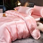 Mısır Pamuğu Nevresim Takımı King Size Yazlık İpek Dut İpek Nevresim Takımı Çarşaf Buz İpek Saten Cilt Dostu Yatak Örtüsü 200x230 cm (4 adet)