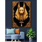 Mısır Tanrısı Anubis Altın Dekoratif Kanvas - Mdf Ahşap Tablo