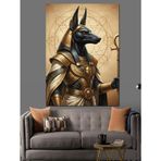 Mısır Tanrısı Anubis Heykeli Dekoratif Kanvas - Mdf Ahşap Tablo