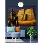Mısır Tapınağı Önünde Anubis Dekoratif Kanvas - Mdf Ahşap Tablo