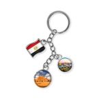 Mısır Üçlü Epoksi Metal Çift Taraflı Damla Anahtarlık Egypt