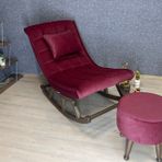 Miskin Puflu Sallanan Sandalye, Ceviz Bordo