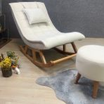 Miskin Puflu Sallanan Sandalye, Naturel Krem