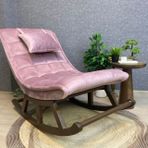 Miskin Sallanan Sandalye, Pembe, Ahşap, Ceviz Ayak