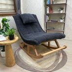 Miskin Sallanan Sandalye, Teddy Antrasit, Naturel Ahşap