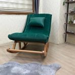 Miskin Sallanan Sandalye, Yeşil, Ahşap, Naturel Ayak