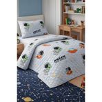 Mislina Home Astronot Çocuk Genç Pike Yatak Örtüsü Takımı Uzay Desen Kapitone Pamuklu 4 Mevsim |Çarşafsız 160x230